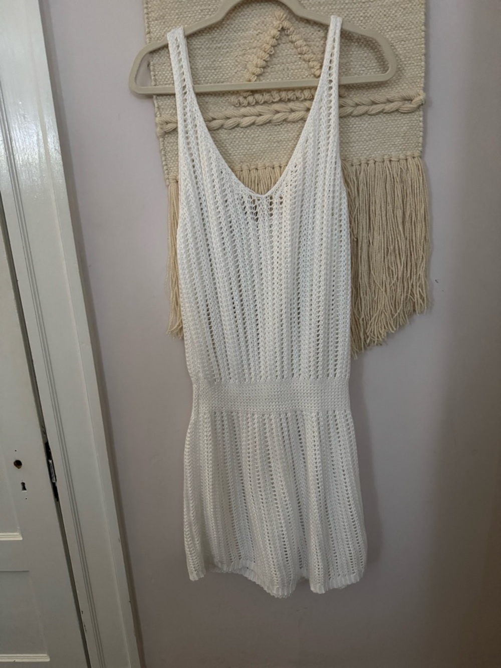 Xhilaration Cream Crochet Knit Sleeveless cover up Dress